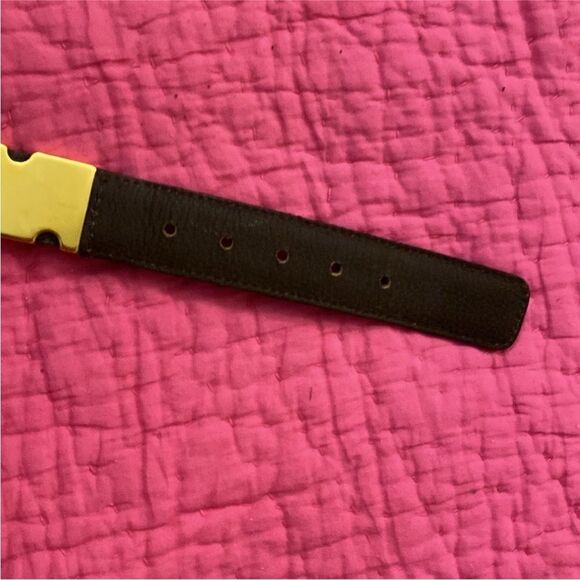 Nanny Brown genuine alligator/ gold metal Belt with Gold Buckle, L 30 inch - Picture 7 of 12